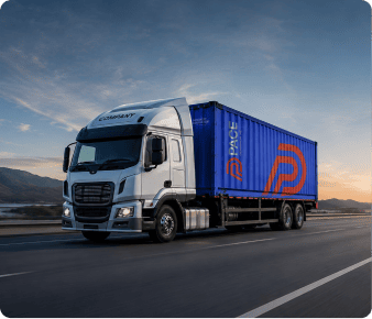 Blue semi truck illustration